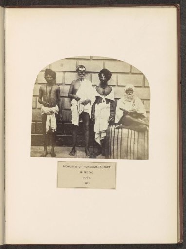 Portrait of four abbots of a temple dedicated to Hanuman in Ayodhya, Uttar Pradesh, India
