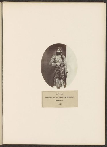 Portrait of an unknown man from the Pathan community of Bareilly, Uttar Pradesh, India