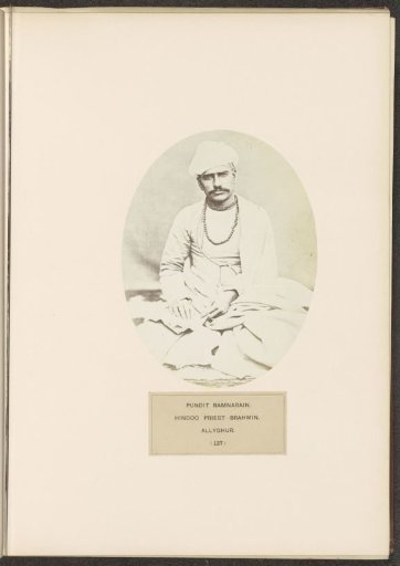 Portrait of a brahmin (Hindu priest) Pundit Ramnarain from Aligarh, Uttar Pradesh, India