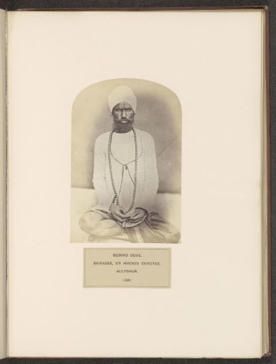 Portrait of Gobind Doss, a man from the Bairagi Brahmin community of Aligarh, Uttar Pradesh, India
