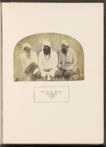 Portrait of three unknown farmers from the Arain tribe of Lahore, Punjab, Pakistan