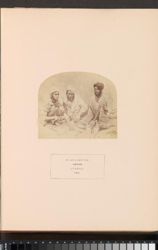 Portrait of three unknown blacksmiths with tools from Lahore, Punjab, Pakistan