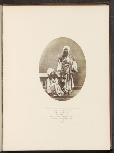 Portrait of Gholam Ali Khan, a chief of the Jakhrani Baloch tribe, and an attendant in Sindh, Pakistan