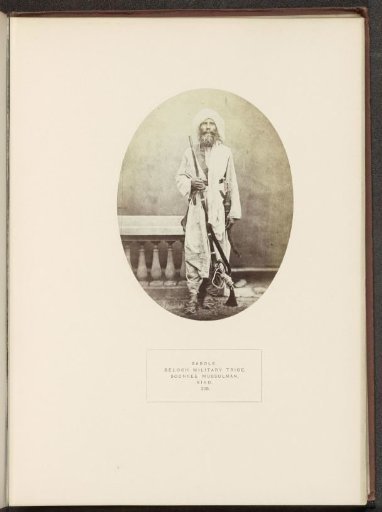 Portrait of an unknown man with a rifle from the Gabol Baloch tribe in Sindh, Pakistan