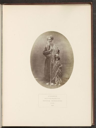 Portrait of an unknown man from the Numria Baluch tribe with his daughter in Sindh, Pakistan