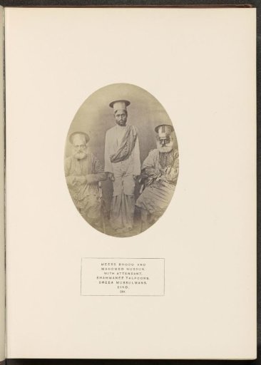 Portrait of Mir Bhodo and Mir Mahomed Hussun with an assistant, Sindh, Pakistan
