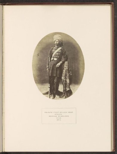 Portrait of Shere Mahomed Khan, a soldier in the first Baloch regiment, Sindh, Pakistan
