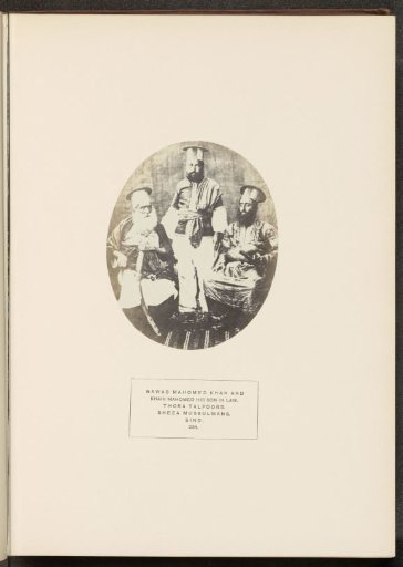 Portrait of Nawab Mahomed Khan, his son-in-law Khair Mahomed and a third unknown man, Sindh, Pakistan