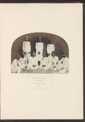 Portrait of nine unknown men from Marwar, Rajasthan, who came to central India