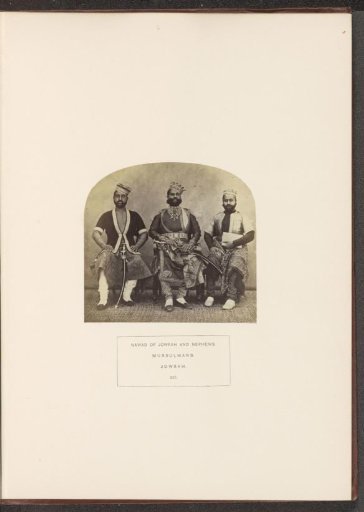 Portrait of Ghous Mahomed Khan, the Nawab of Jaora, with two nephews, Jaora, Madhya Pradesh, India