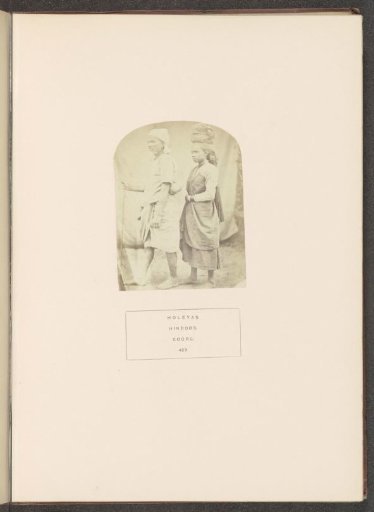 Portrait of an unknown man and woman from the Holeya community of Kodagu, Karnataka, India
