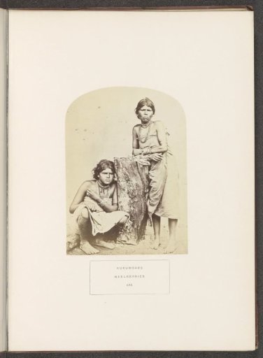 Portrait of two unknown women from the Kurumba tribe of the Nilgiri mountains in Tamil Nadu, India