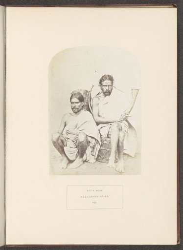Portrait of two unknown men from the Kota tribe of the Nilgiri mountains in Tamil Nadu, India