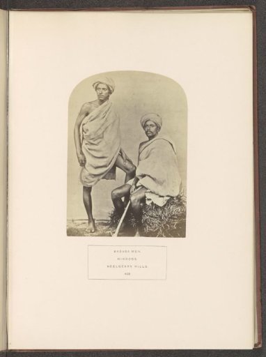 Portrait of two unknown men from the Badaga tribe of the Nilgiri mountains in Tamil Nadu, India