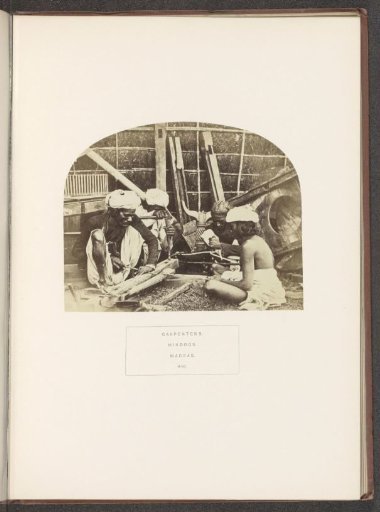 View of four carpenters in a workshop in Chennai, Tamil Nadu, India
