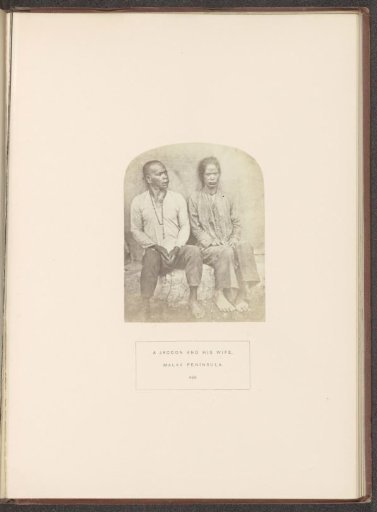 Portrait of an unknown man and woman from the Jakun tribe of Malacca, Malaysia