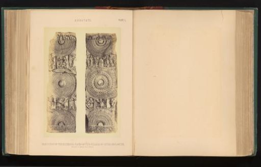 Pillars with relief, Amaravati, Andhra Pradesh, India