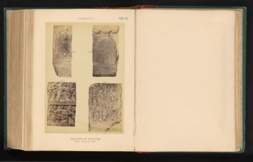 Four fragments of sculptures, Amaravati, Andhra Pradesh, India