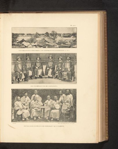 View of roofs, Group portrait of examiners and Group portrait of young people preparing for an examination