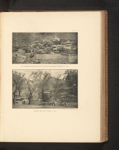 View of a pagoda and Horse with cart before a pagoda