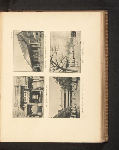 View of an unknown man in front of a building, View of the entrance to the French legation, View of the Great Pagoda at Hoang-sse and Street with various legations