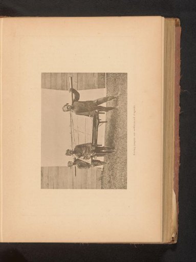 Three unknown young men carrying a stretcher