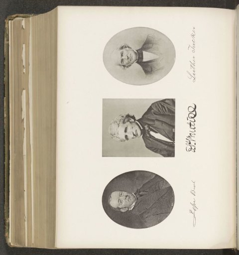 Photographic reproduction of three drawings depicting portraits of three members of the State Agricultural Society of New York