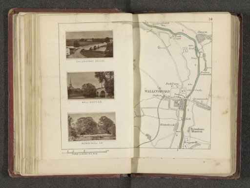 Map with three views of places along the Thames