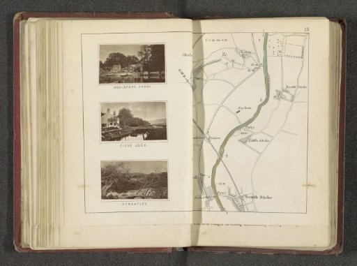 Map with three views of places along the Thames
