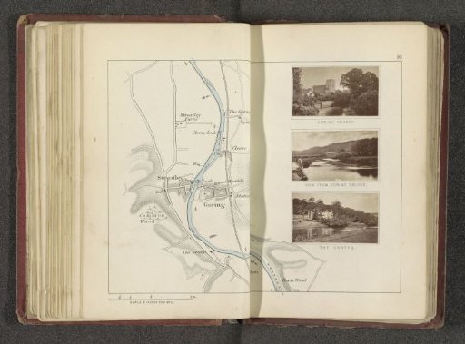 Map with three views of places along the Thames at Goring-on-Thames