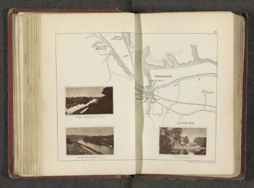 Map with three views of places along the Thames