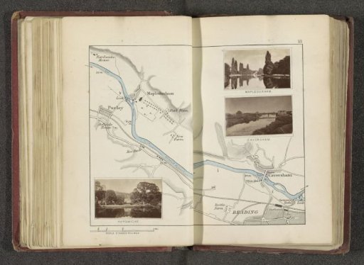 Map with three views of places along the Thames