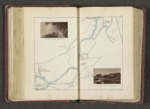 Map with two views of places along the Thames at Sonning-on-Thames