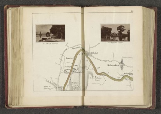 Map with two views of places along the Thames