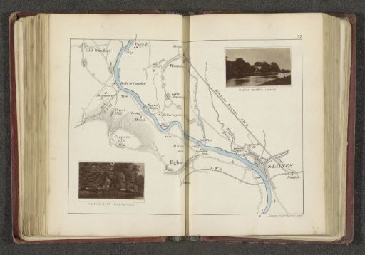 Map with Two Views of Places Along the Thames
