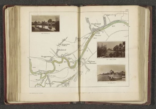 Map with three views of places along the Thames