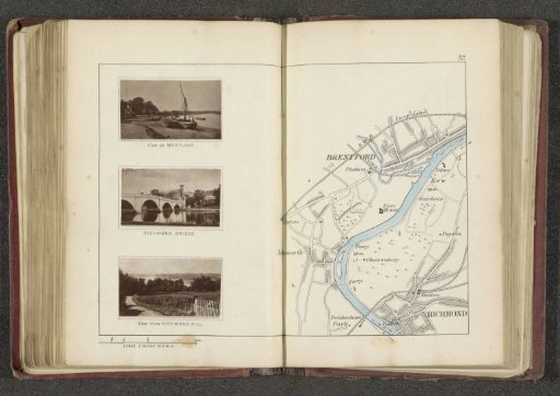 Map with three views of places along the Thames near Richmond upon Thames