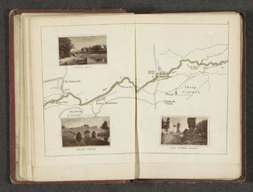 Map with three views of places along the Thames