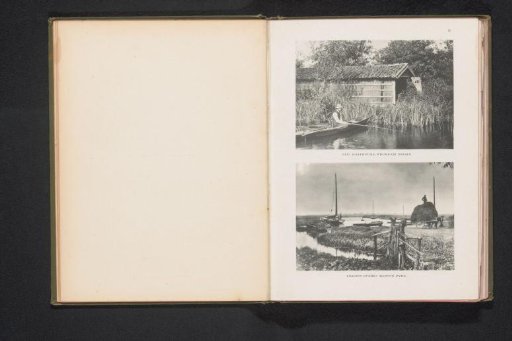 Fisherman in a boat by a boathouse