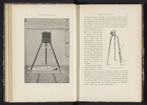 Camera on a tripod above a reclining man