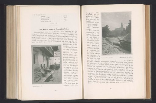 Two girls at a table along a village street