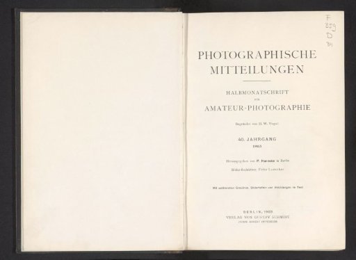 Photographische Mittheilungen