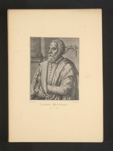 Reproduction of an engraving of a portrait of Lambert Lombard by Hendrick Hondius