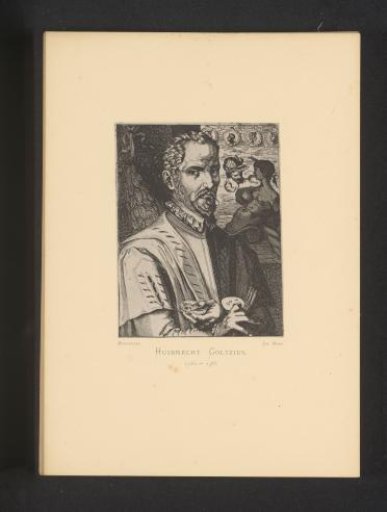 Reproduction of an engraving of a portrait of Hubert Goltzius by Simon Frisius
