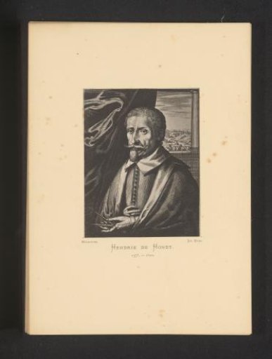 Reproduction of an engraving of a portrait of Hendrick Hondius (I) by Frederik Bouttats (the Elder)