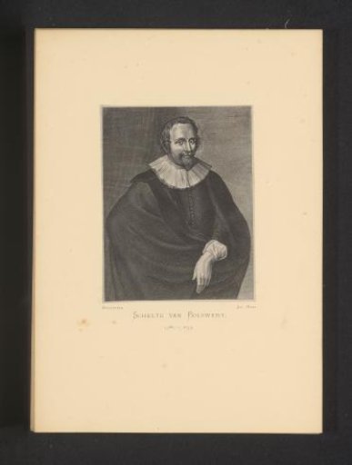 Reproduction of an engraving of a portrait of Schelte Adamsz. Bolswert by Adriaen Lommelin