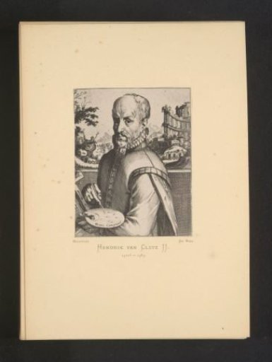 Reproduction of an engraving of a portrait of Hendrick van Cleve by Hendrick Hondius
