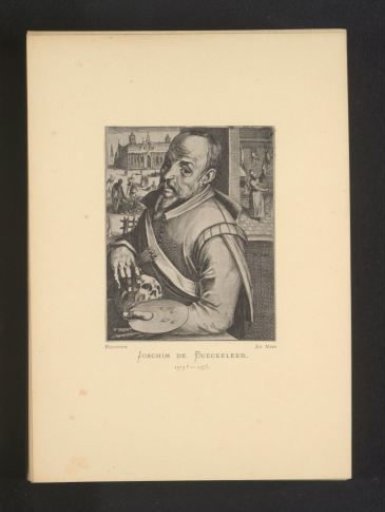 Reproduction of an engraving of a portrait of Joachim Bueckelaer by Hendrick Hondius