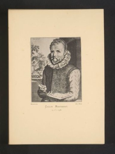 Reproduction of an engraving of a portrait of Gilles Mostaert by Hendrick Hondius