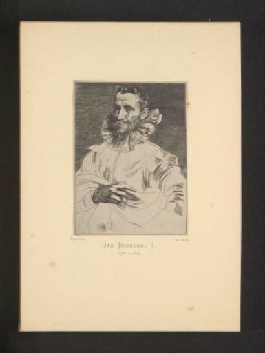 Reproduction of an etching of a portrait of Jan Brueghel (I) by Anthony van Dyck